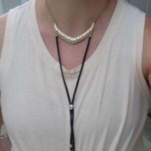 Lucky Brand Tassel Leather Cord Lariat Choker